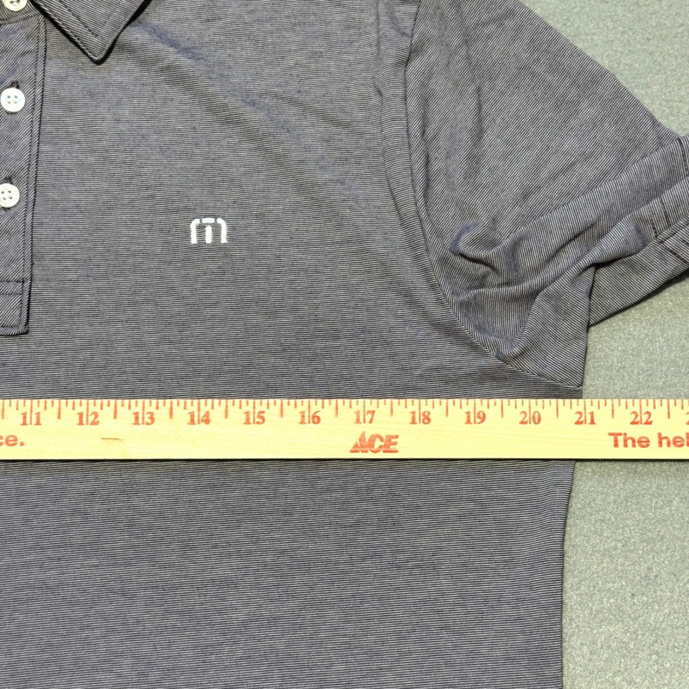 TRAVIS MATHEW Polo Shirt Men M Micro Stripe Gray Pima Cotton Blend Golf LuLu CC - Picture 8 of 13